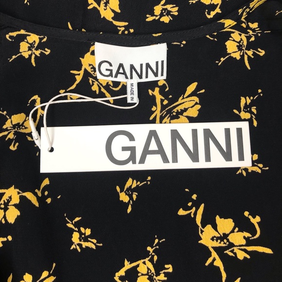 Ganni Printed Crepe Wrap Maxi Dress - Size: 2/4 - Picture 16 of 17